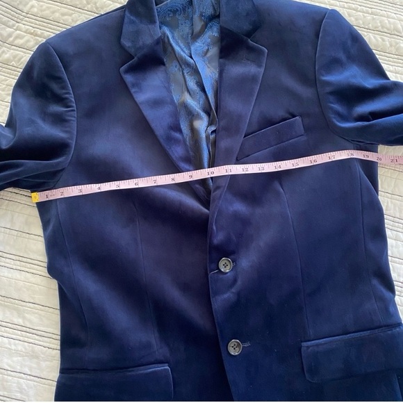 NWT Tazio Navy Velvet Notch Lapel Tuxedo Jacket Blazer Fully Lined size 38 - Picture 10 of 12